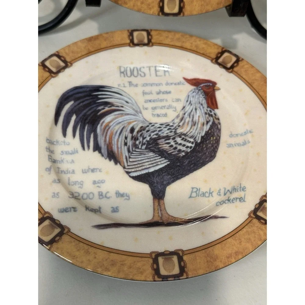 1855 Limoges Godinger Rooster‎ Salad Plates Set of 2 Different Rooster Farmhouse